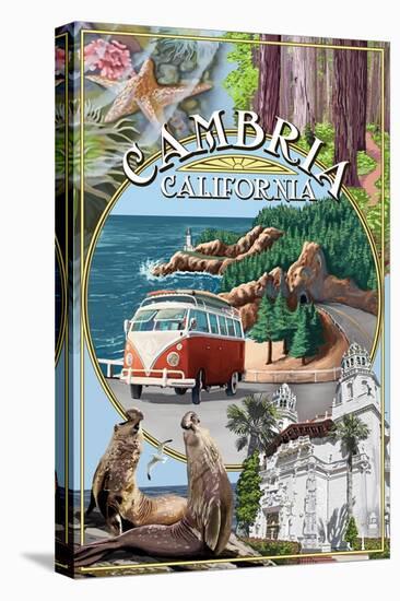 Cambria, California - Montage-Lantern Press-Stretched Canvas