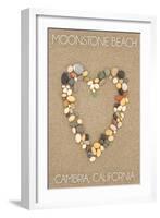 Cambria, California - Moonstone Beach - Stone Heart on Sand-Lantern Press-Framed Art Print