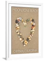 Cambria, California - Moonstone Beach - Stone Heart on Sand-Lantern Press-Framed Art Print