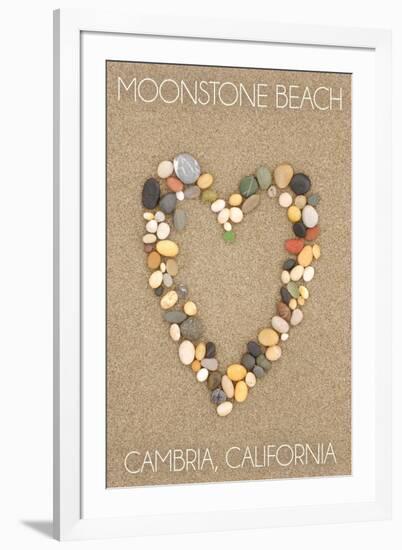 Cambria, California - Moonstone Beach - Stone Heart on Sand-Lantern Press-Framed Art Print