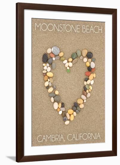 Cambria, California - Moonstone Beach - Stone Heart on Sand-Lantern Press-Framed Art Print