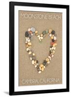 Cambria, California - Moonstone Beach - Stone Heart on Sand-Lantern Press-Framed Art Print