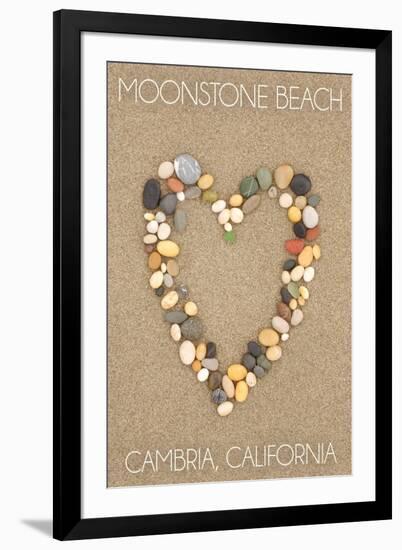 Cambria, California - Moonstone Beach - Stone Heart on Sand-Lantern Press-Framed Art Print