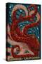 Cambria, California - Octopus Mosaic-Lantern Press-Stretched Canvas