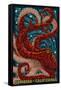 Cambria, California - Octopus Mosaic-Lantern Press-Framed Stretched Canvas