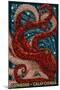 Cambria, California - Octopus Mosaic-Lantern Press-Mounted Art Print