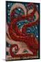 Cambria, California - Octopus Mosaic-Lantern Press-Mounted Art Print
