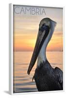 Cambria, California - Pelican and Sunset-Lantern Press-Framed Art Print