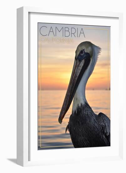 Cambria, California - Pelican and Sunset-Lantern Press-Framed Art Print