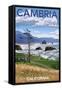 Cambria, California - Rocky Coastline-Lantern Press-Framed Stretched Canvas