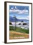 Cambria, California - Rocky Coastline-Lantern Press-Framed Art Print