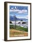 Cambria, California - Rocky Coastline-Lantern Press-Framed Art Print