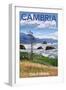 Cambria, California - Rocky Coastline-Lantern Press-Framed Art Print