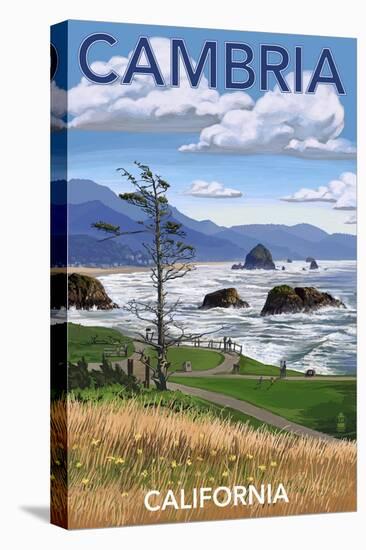 Cambria, California - Rocky Coastline-Lantern Press-Stretched Canvas