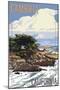 Cambria, California - Rocky Shore-Lantern Press-Mounted Art Print