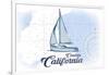 Cambria, California - Sailboat - Blue - Coastal Icon-Lantern Press-Framed Art Print