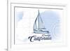 Cambria, California - Sailboat - Blue - Coastal Icon-Lantern Press-Framed Premium Giclee Print