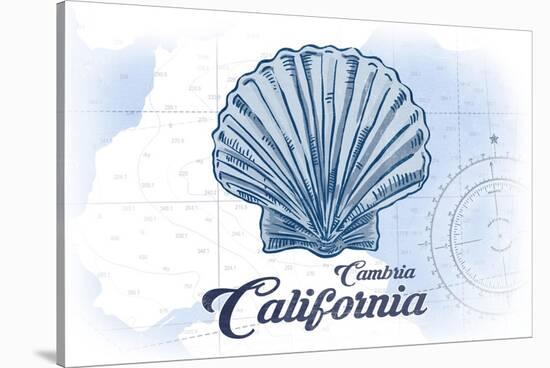 Cambria, California - Scallop Shell - Blue - Coastal Icon-Lantern Press-Stretched Canvas