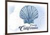 Cambria, California - Scallop Shell - Blue - Coastal Icon-Lantern Press-Framed Art Print