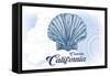 Cambria, California - Scallop Shell - Blue - Coastal Icon-Lantern Press-Framed Stretched Canvas