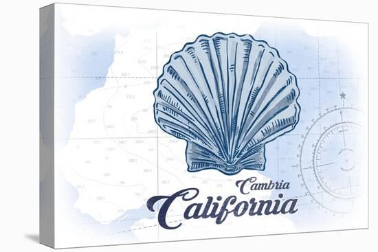 Cambria, California - Scallop Shell - Blue - Coastal Icon-Lantern Press-Stretched Canvas