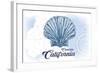 Cambria, California - Scallop Shell - Blue - Coastal Icon-Lantern Press-Framed Art Print