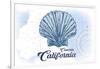 Cambria, California - Scallop Shell - Blue - Coastal Icon-Lantern Press-Framed Premium Giclee Print