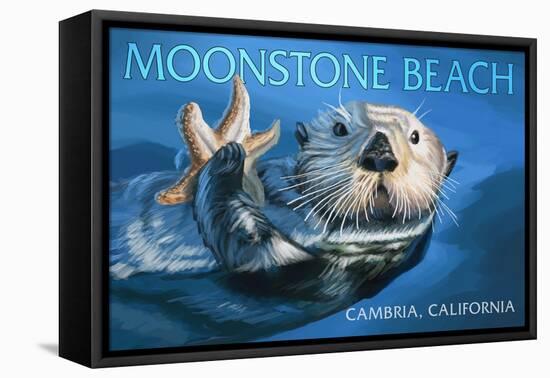 Cambria, California - Sea Otter with Starfish-Lantern Press-Framed Stretched Canvas