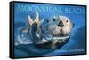 Cambria, California - Sea Otter with Starfish-Lantern Press-Framed Stretched Canvas