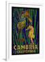 Cambria, California, Seahorses - Paper Mosaic-Lantern Press-Framed Art Print