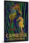 Cambria, California, Seahorses - Paper Mosaic-Lantern Press-Mounted Art Print