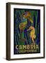 Cambria, California, Seahorses - Paper Mosaic-Lantern Press-Framed Art Print