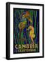 Cambria, California, Seahorses - Paper Mosaic-Lantern Press-Framed Art Print