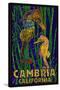 Cambria, California, Seahorses - Paper Mosaic-Lantern Press-Stretched Canvas