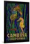 Cambria, California, Seahorses - Paper Mosaic-Lantern Press-Framed Art Print