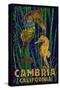 Cambria, California, Seahorses - Paper Mosaic-Lantern Press-Stretched Canvas