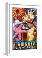 Cambria, California - Shell Montage-Lantern Press-Framed Art Print