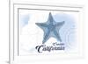 Cambria, California - Starfish - Blue - Coastal Icon-Lantern Press-Framed Art Print