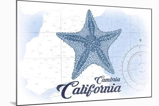 Cambria, California - Starfish - Blue - Coastal Icon-Lantern Press-Mounted Art Print