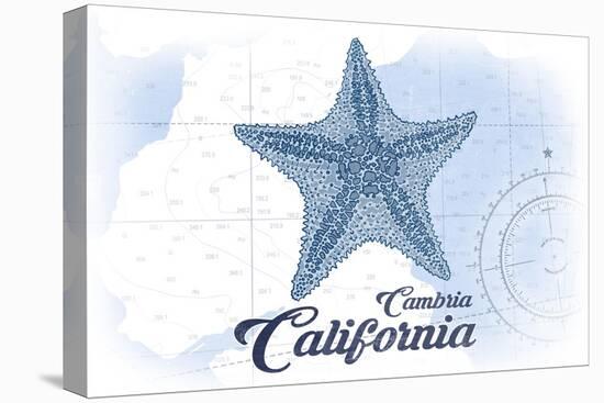 Cambria, California - Starfish - Blue - Coastal Icon-Lantern Press-Stretched Canvas