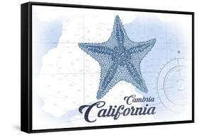 Cambria, California - Starfish - Blue - Coastal Icon-Lantern Press-Framed Stretched Canvas