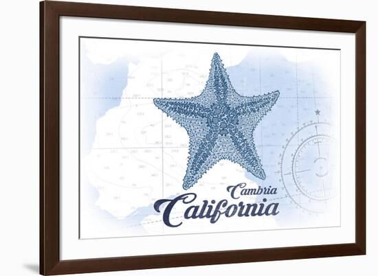 Cambria, California - Starfish - Blue - Coastal Icon-Lantern Press-Framed Premium Giclee Print