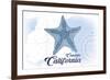 Cambria, California - Starfish - Blue - Coastal Icon-Lantern Press-Framed Premium Giclee Print