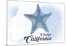 Cambria, California - Starfish - Blue - Coastal Icon-Lantern Press-Mounted Premium Giclee Print