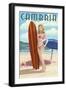 Cambria, California - Surfer Pinup-Lantern Press-Framed Art Print