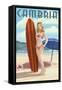 Cambria, California - Surfer Pinup-Lantern Press-Framed Stretched Canvas