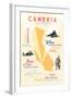 Cambria, California - Typography and Icons-Lantern Press-Framed Art Print