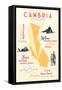 Cambria, California - Typography and Icons-Lantern Press-Framed Stretched Canvas