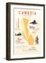 Cambria, California - Typography and Icons-Lantern Press-Framed Art Print