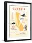 Cambria, California - Typography and Icons-Lantern Press-Framed Art Print